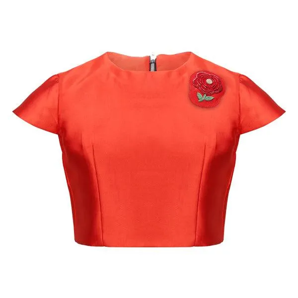 GIRLS DAMASK SKIRT & CAP SLEEVE BLOUSE SET