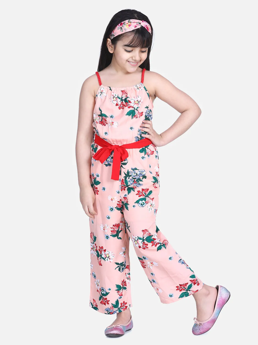Girl's  Striped Smocked Top With Denim Culottes - StyleStone Kid