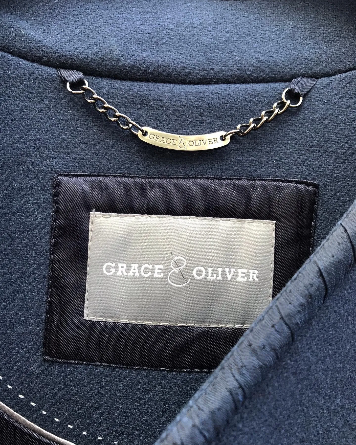 GRACE & OLIVER Collarless 3/4 Length Coat