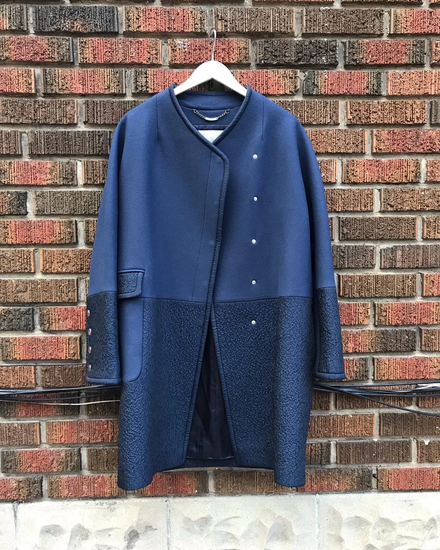 GRACE & OLIVER Collarless 3/4 Length Coat