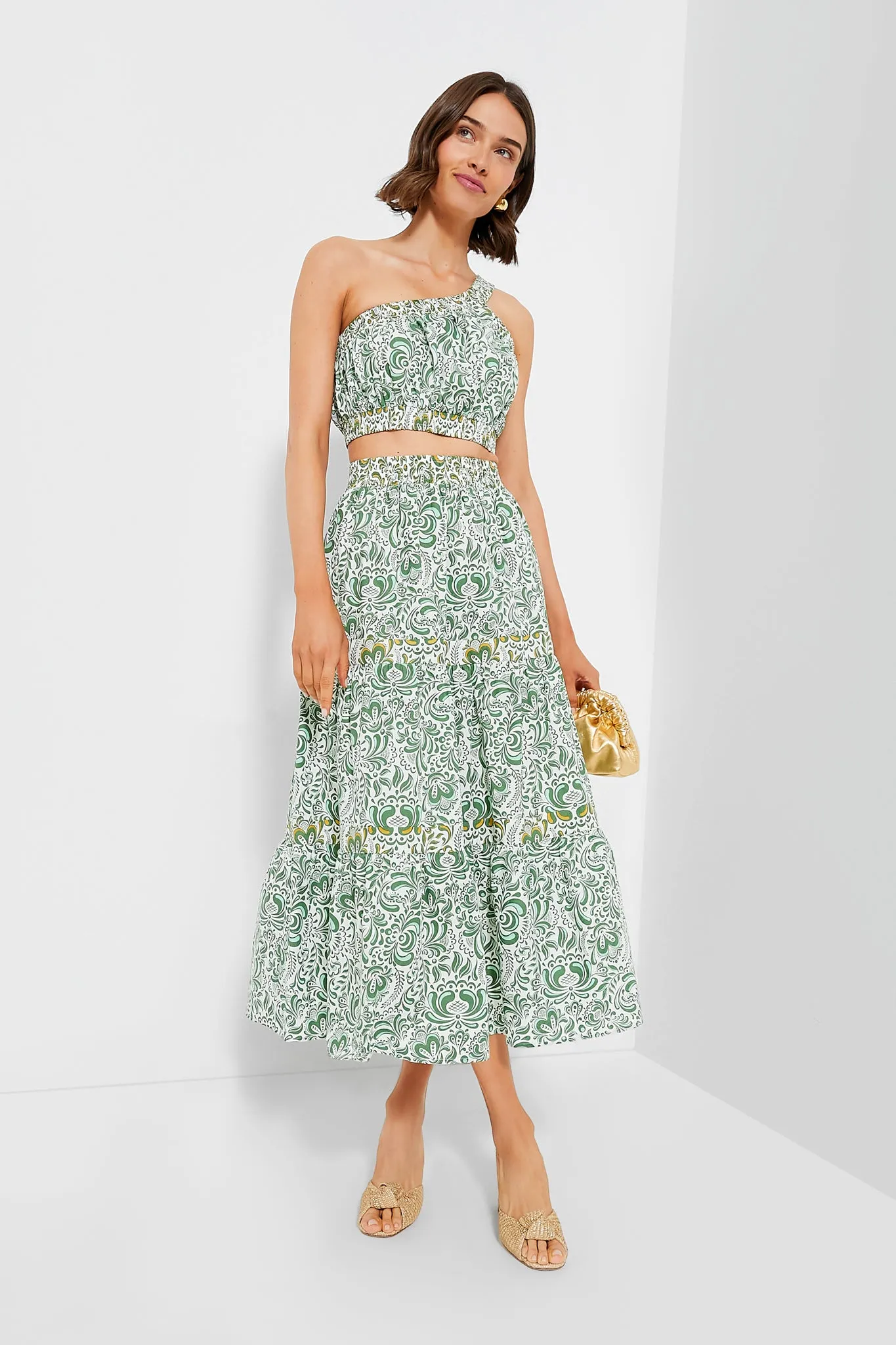 Green Floral Gina Crop Top