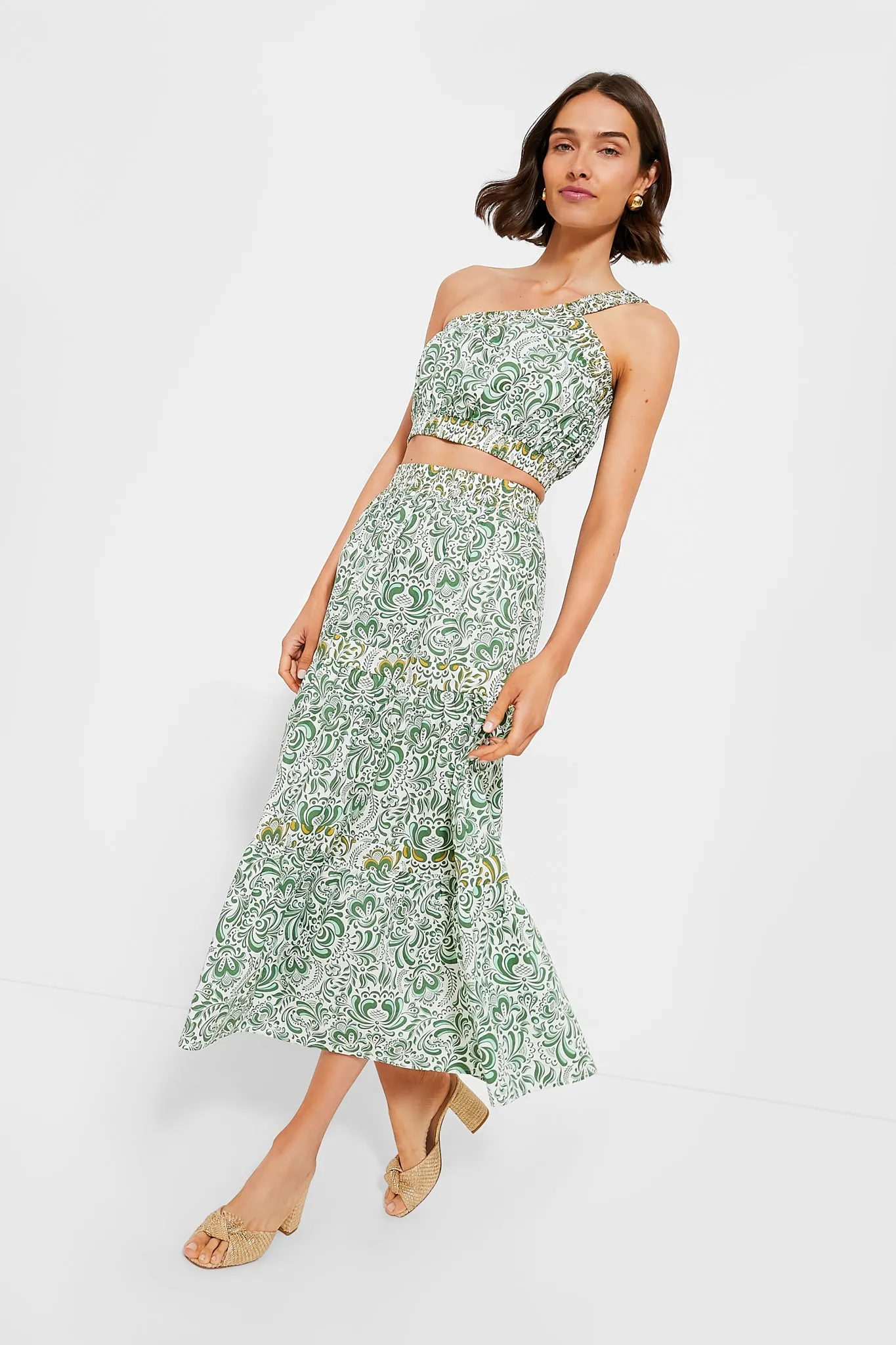 Green Floral Gina Crop Top