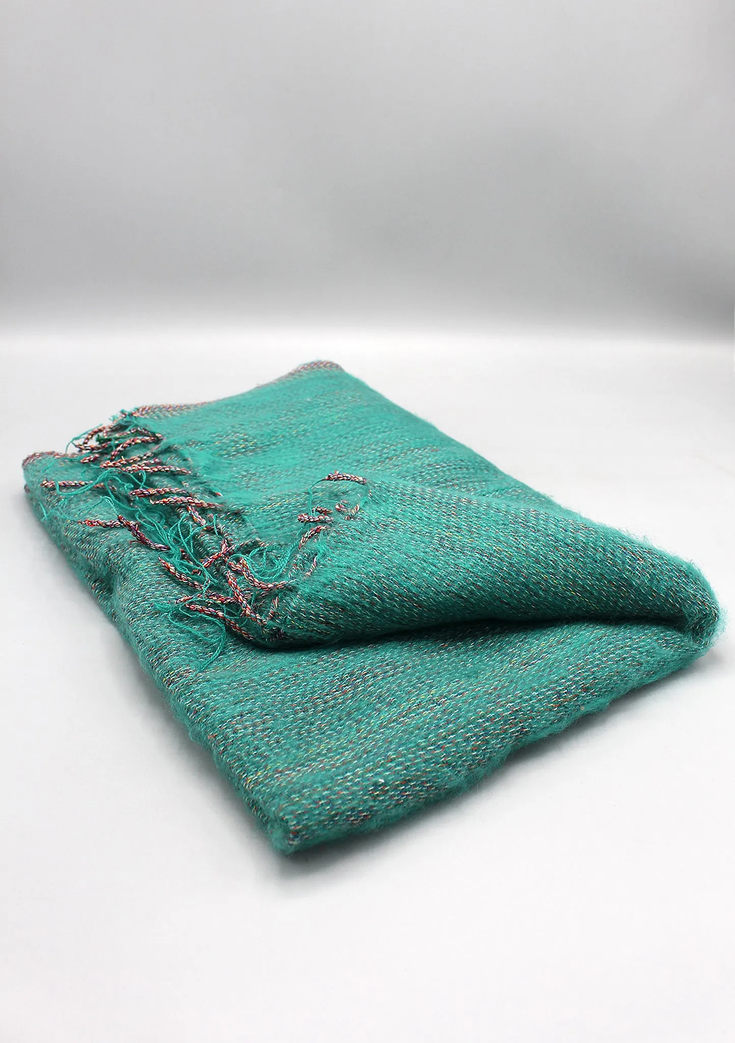 Hand loomed Green Striped Yak Wool Shawl Nepal