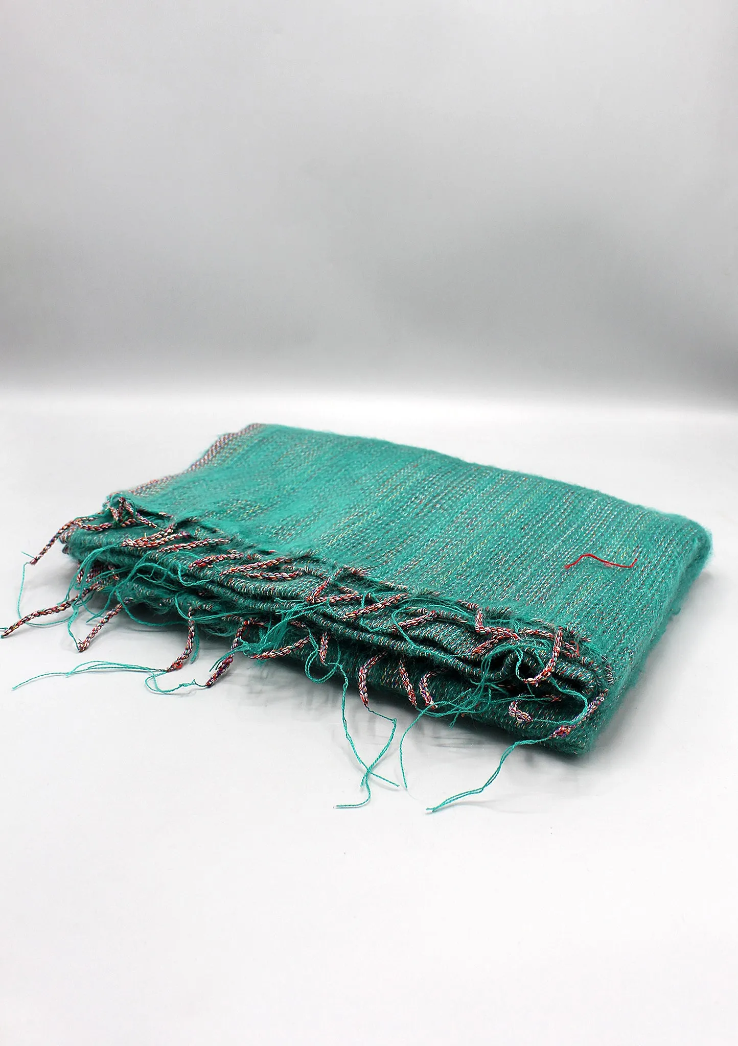 Hand loomed Green Striped Yak Wool Shawl Nepal