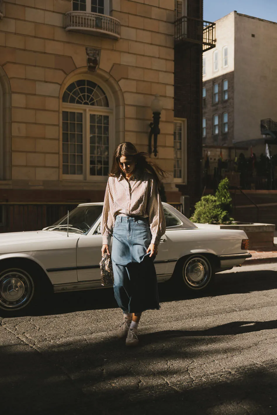 Heather Denim Maxi Skirt - FINAL SALE