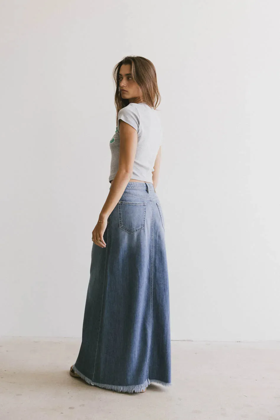 Heather Denim Maxi Skirt - FINAL SALE