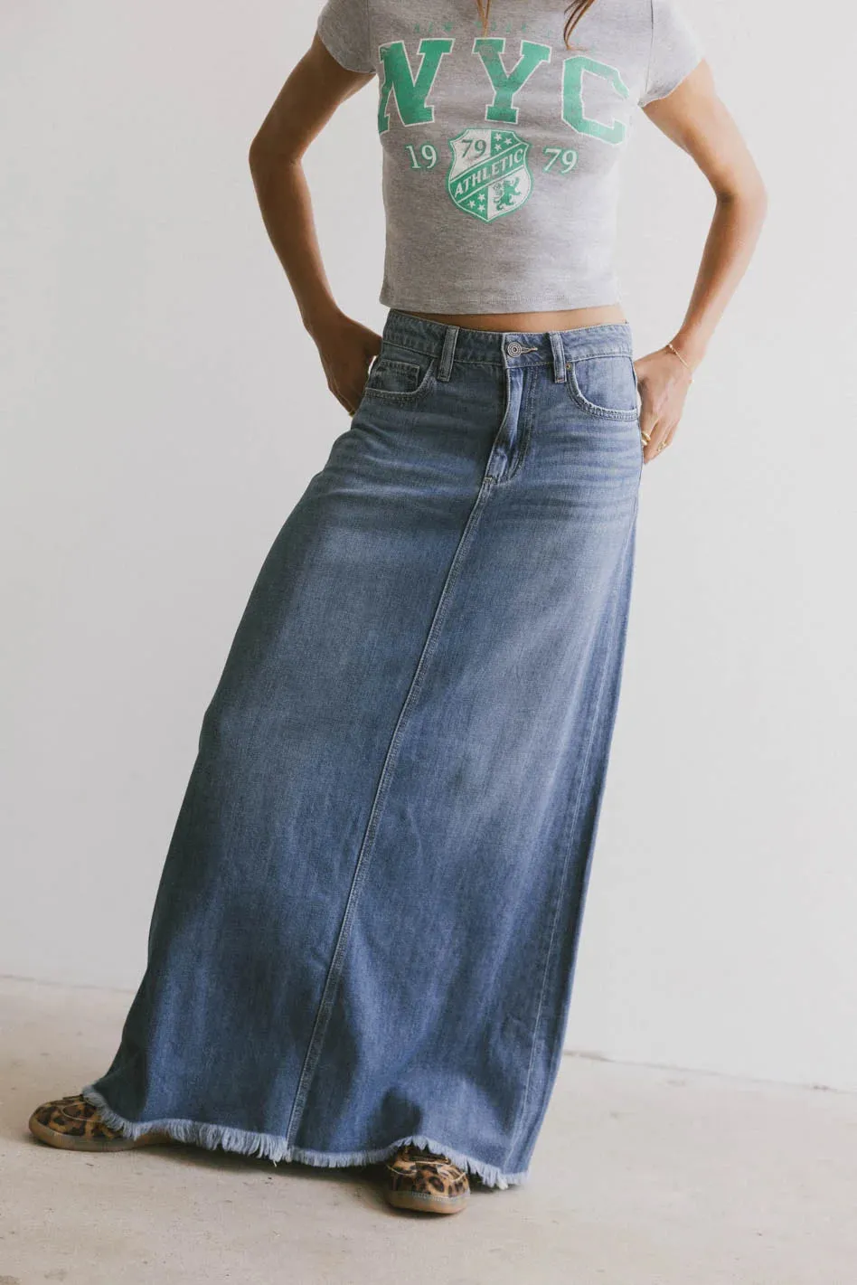 Heather Denim Maxi Skirt - FINAL SALE