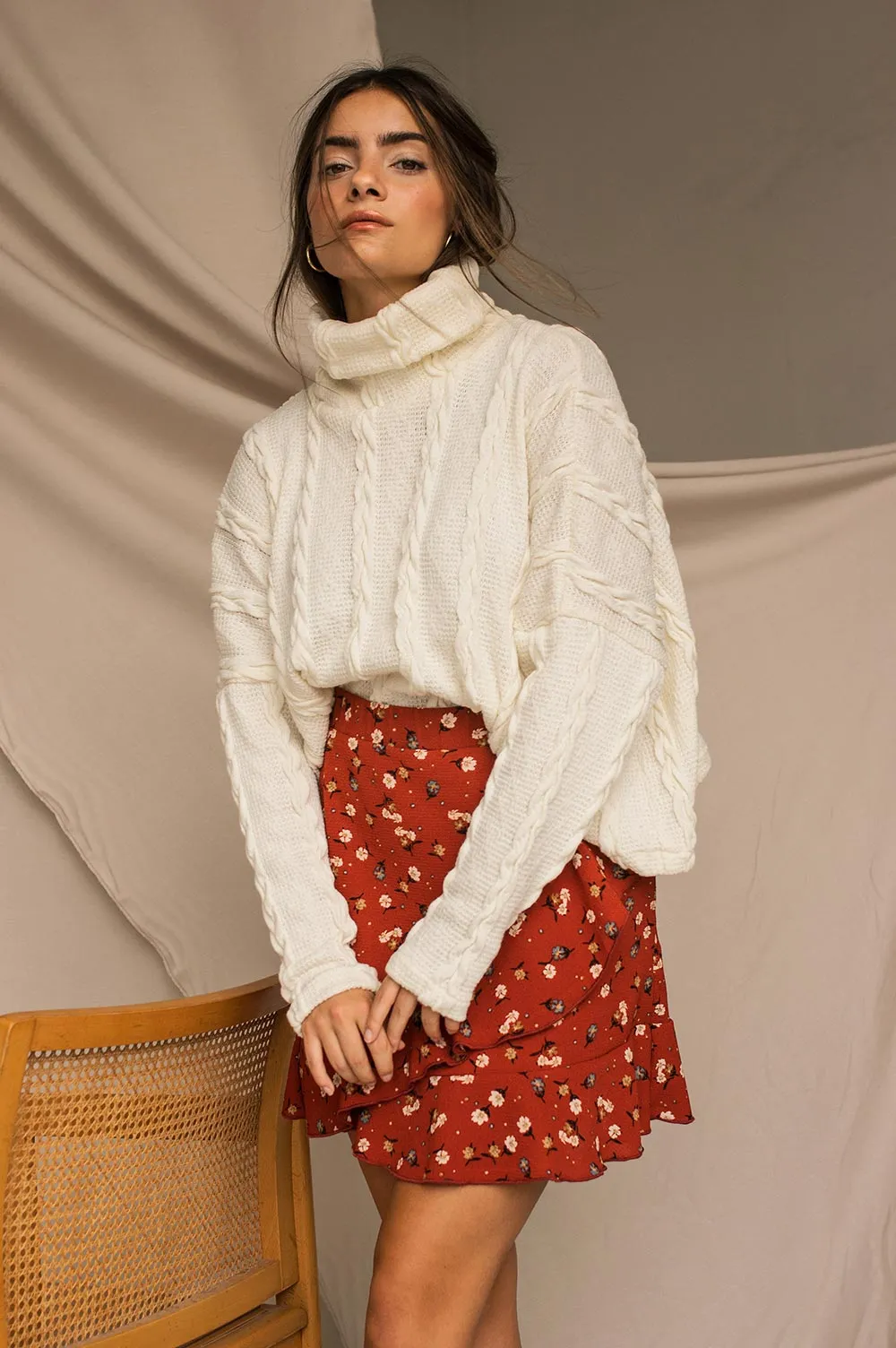 Hellen Cream | Cropped Knit Sweater