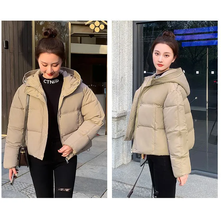Hooded Zipper Cropped Puffer Jacket