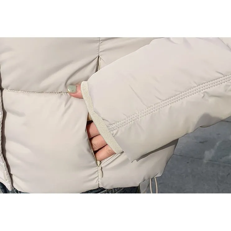 Hooded Zipper Cropped Puffer Jacket