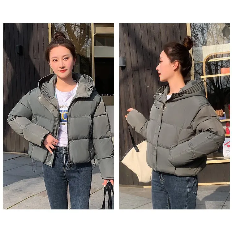 Hooded Zipper Cropped Puffer Jacket