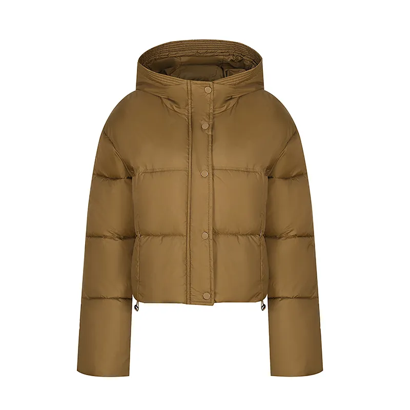 Hooded Zipper Cropped Puffer Jacket
