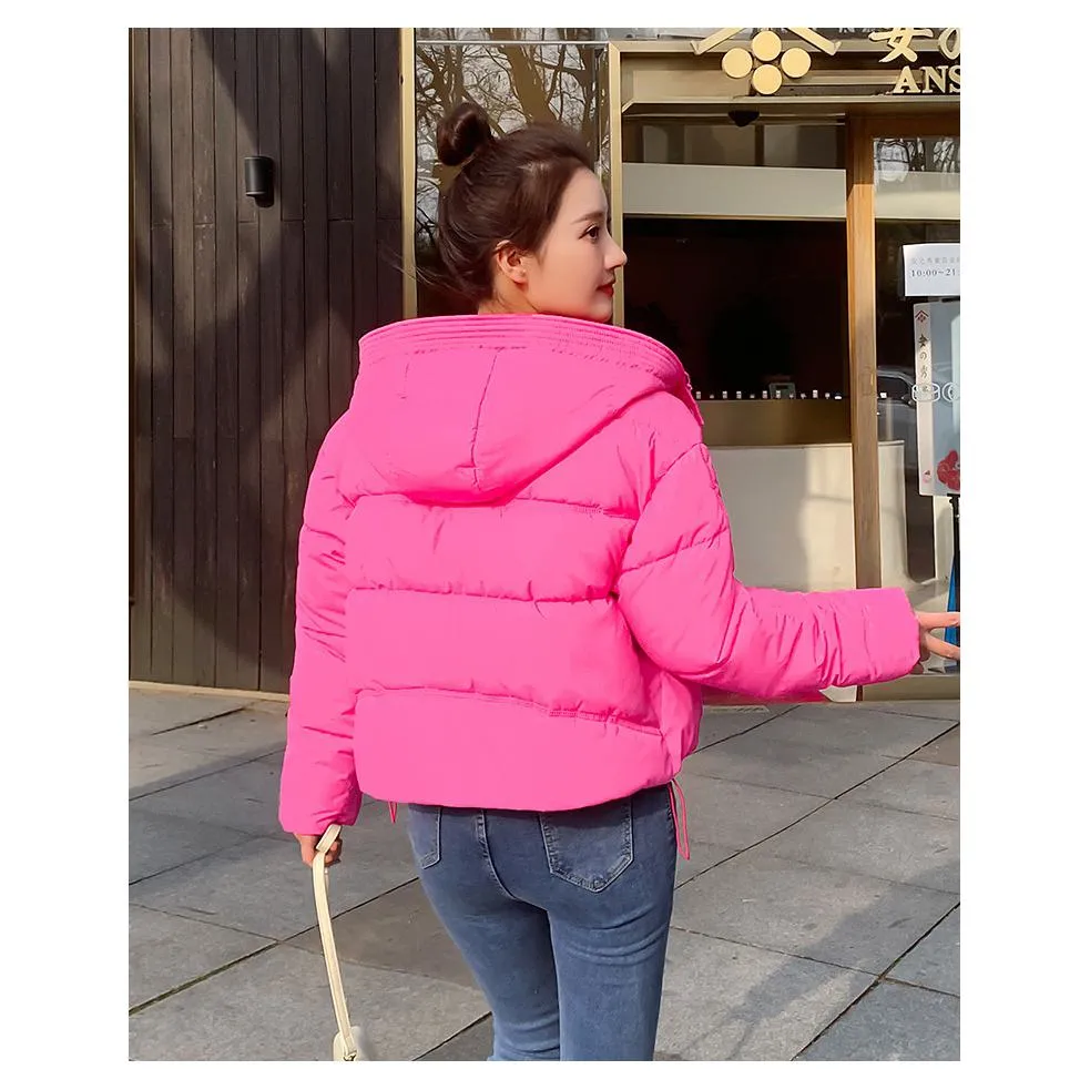 Hooded Zipper Cropped Puffer Jacket