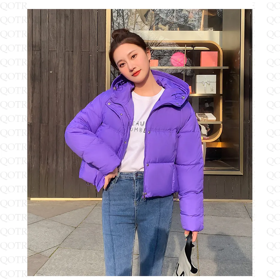 Hooded Zipper Cropped Puffer Jacket