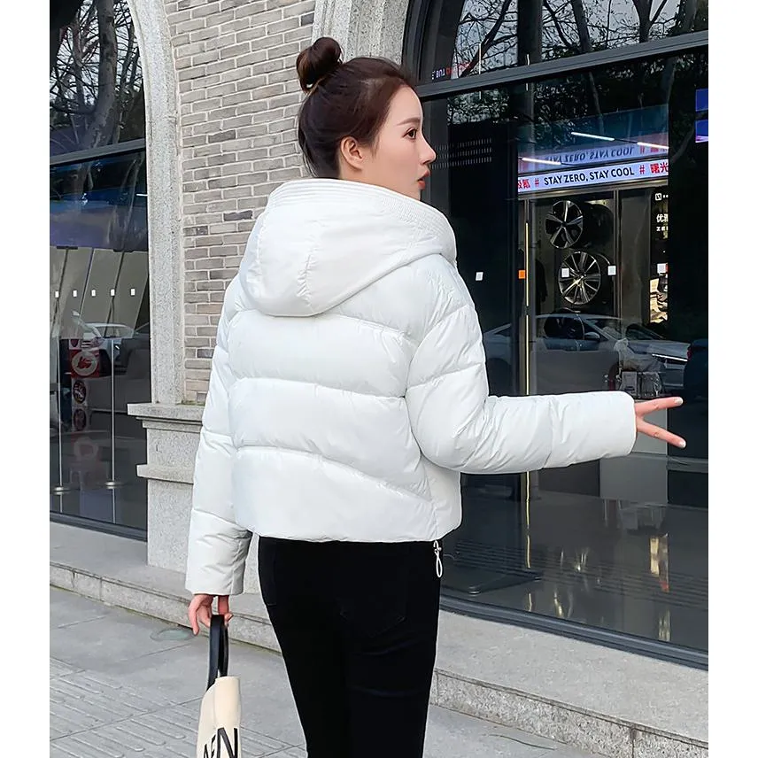 Hooded Zipper Cropped Puffer Jacket