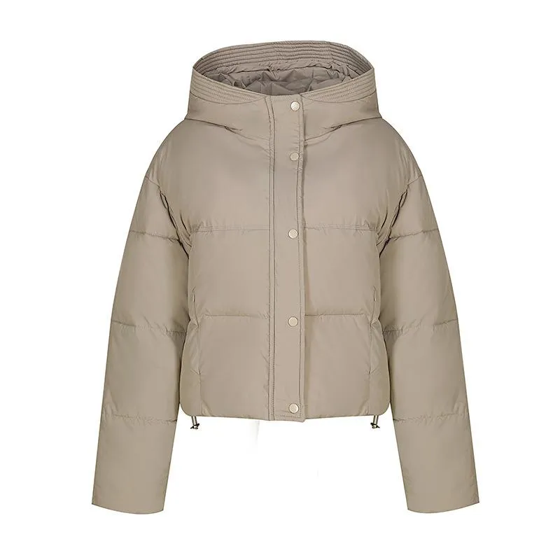 Hooded Zipper Cropped Puffer Jacket