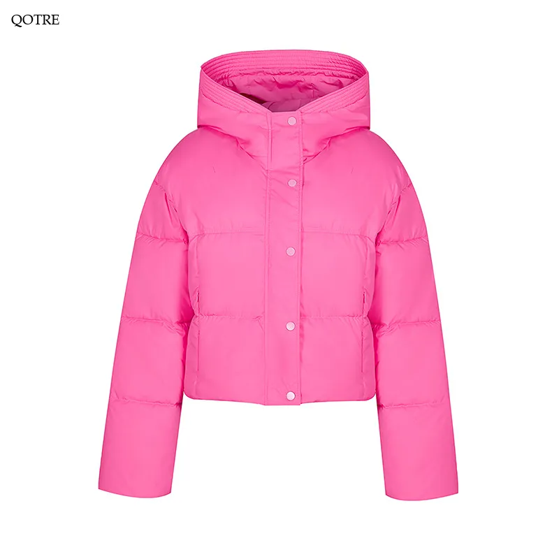 Hooded Zipper Cropped Puffer Jacket