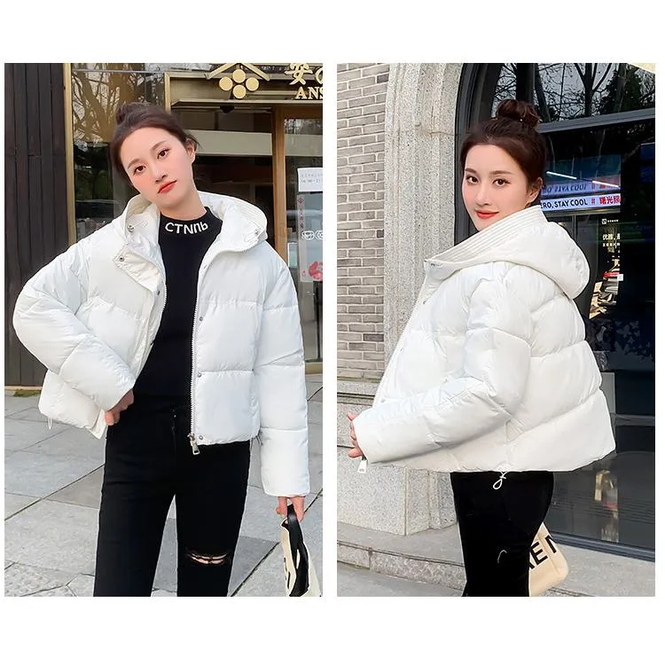 Hooded Zipper Cropped Puffer Jacket