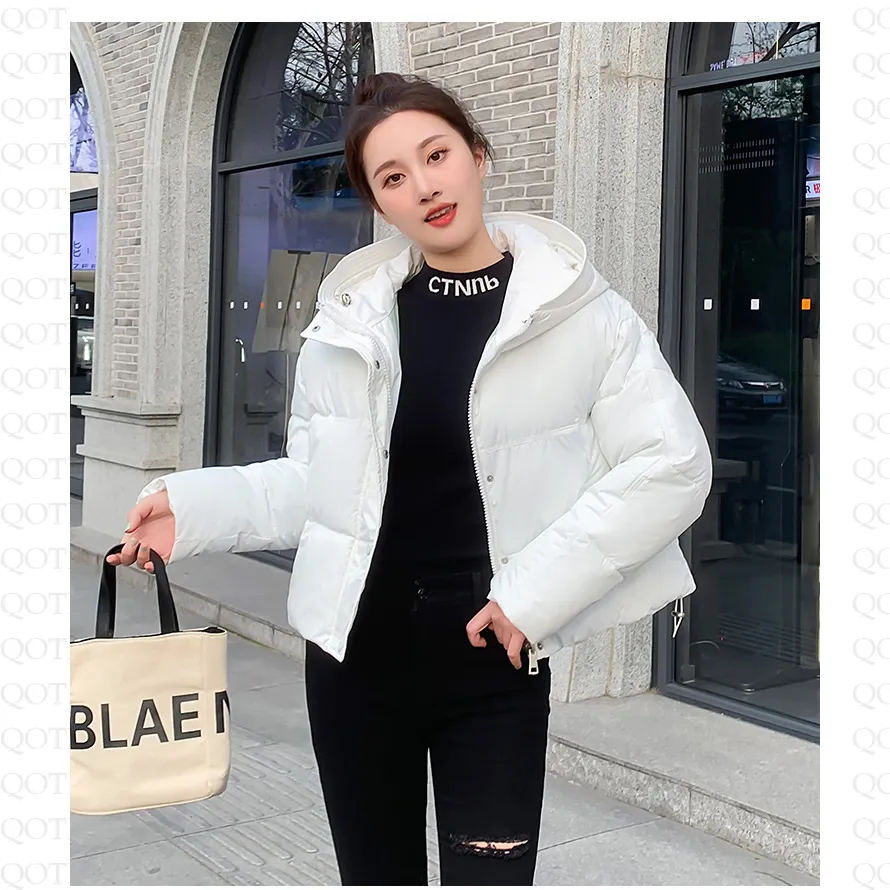 Hooded Zipper Cropped Puffer Jacket