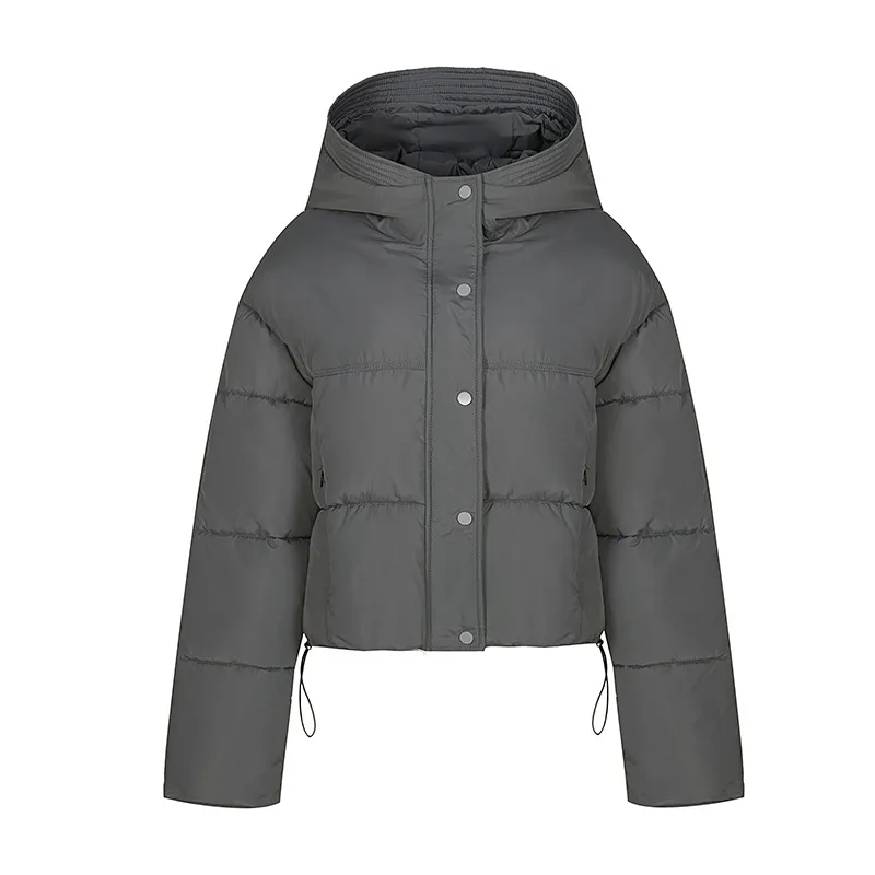 Hooded Zipper Cropped Puffer Jacket