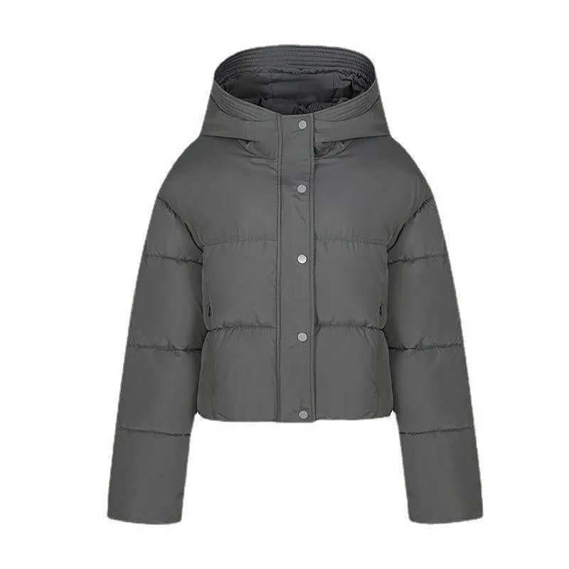 Hooded Zipper Cropped Puffer Jacket