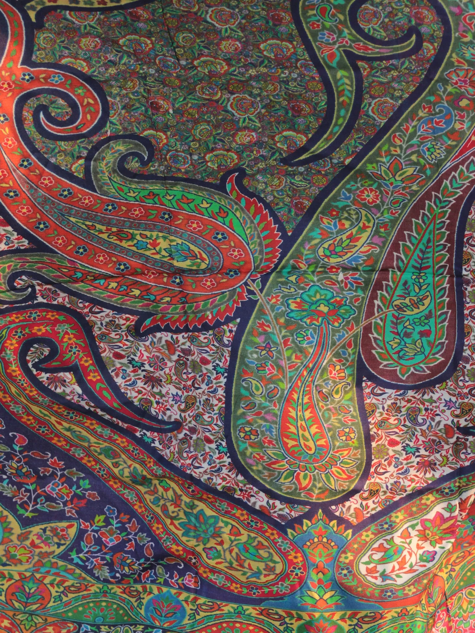 Ivory MultiColor Digital Print Modal Silk Woollen Kashmiri Shawl - S200525