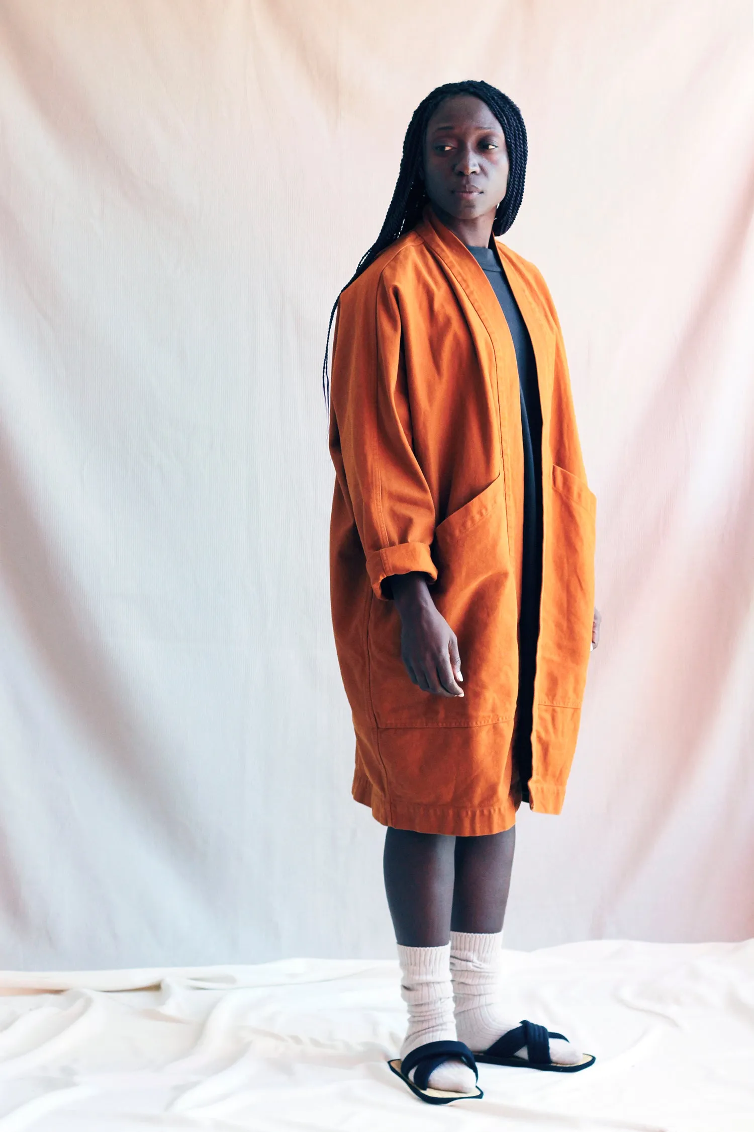 Jacket Big Pockets Strong Orange in ORGANIC Cotton