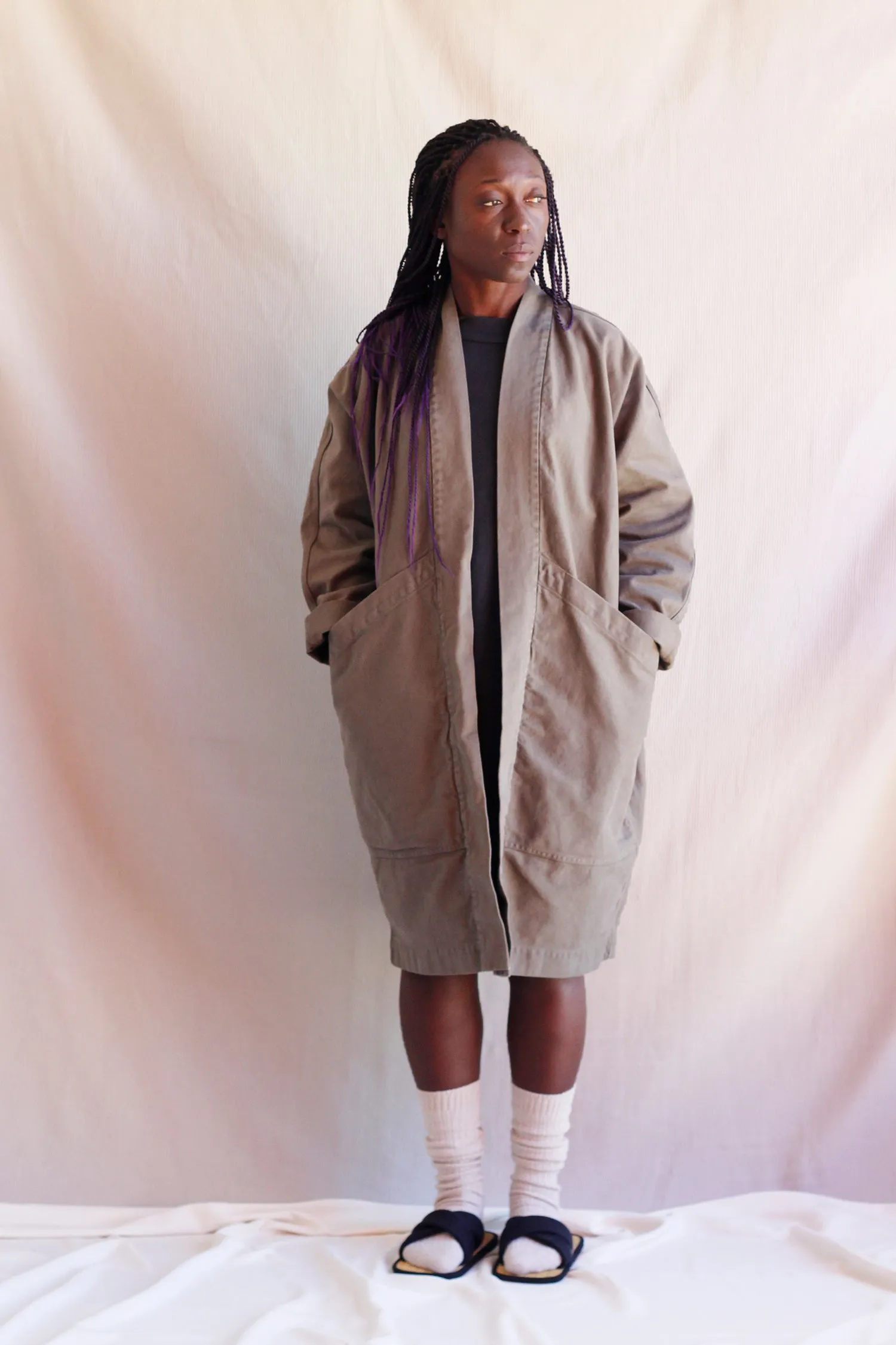 Jacket Big Pockets Taupe in ORGANIC Cotton