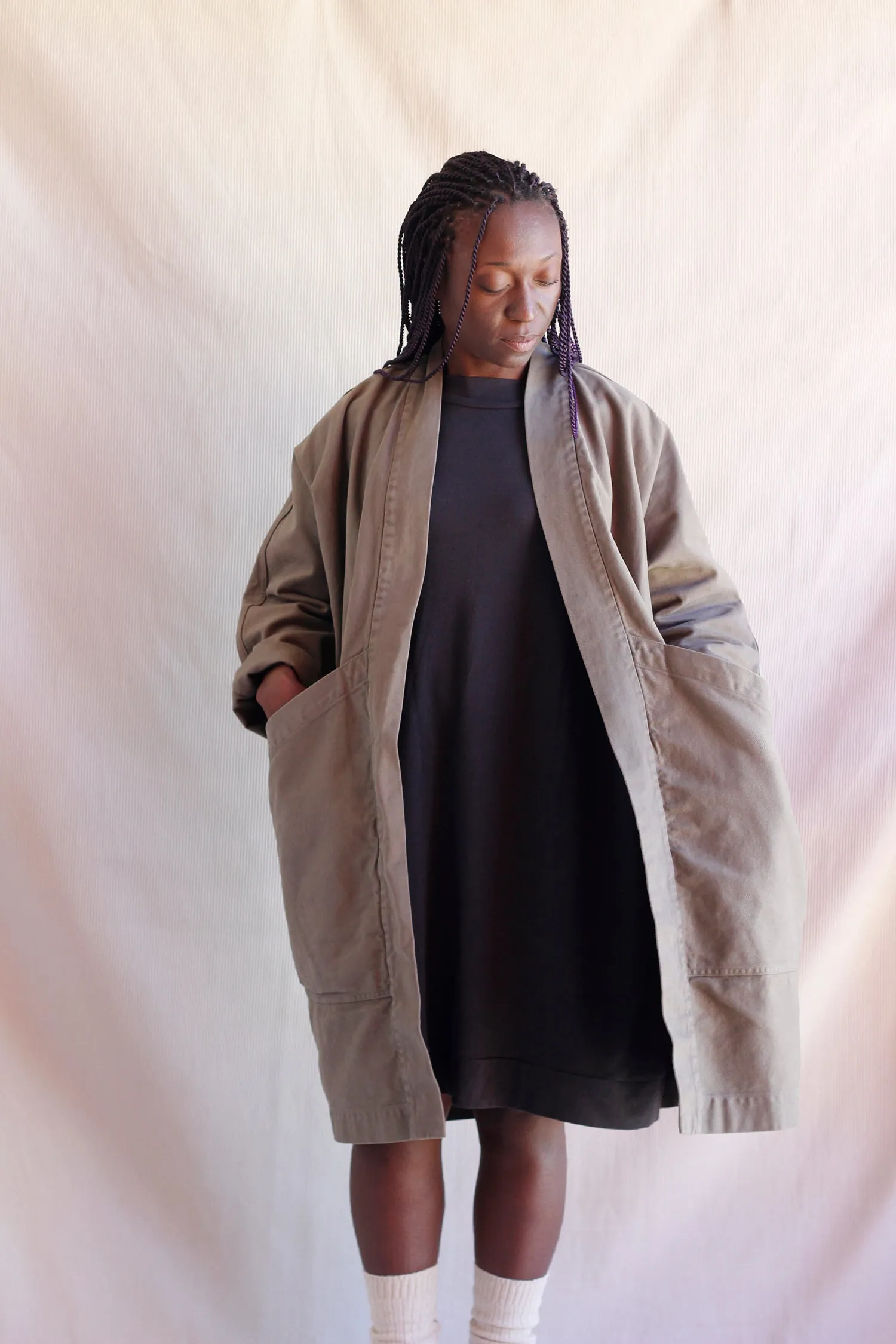 Jacket Big Pockets Taupe in ORGANIC Cotton