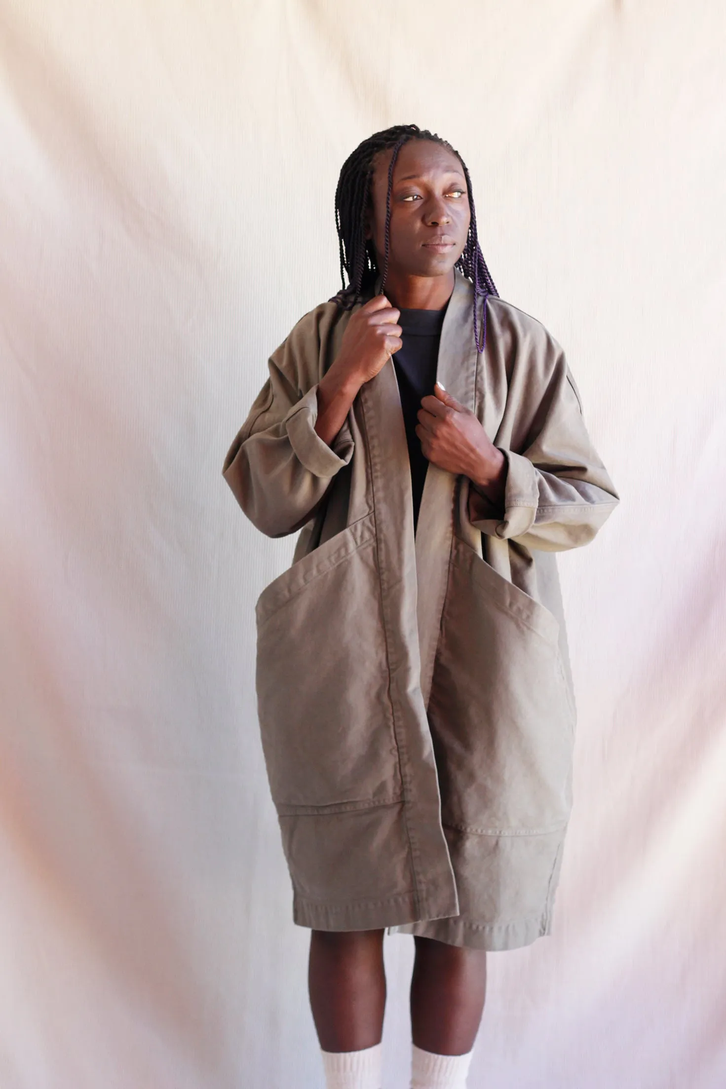 Jacket Big Pockets Taupe in ORGANIC Cotton