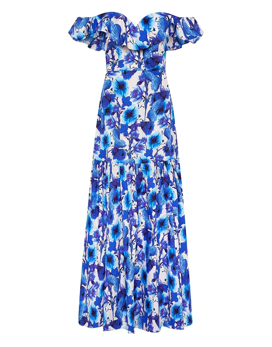 Jazella Cotton Maxi Dress - Venus Shell Blue