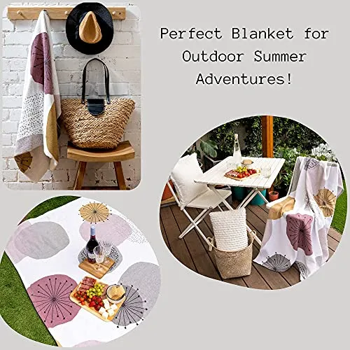 Knit Throw Blanket for Couch Sofa and Bed 51''x71'' Beige