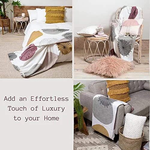 Knit Throw Blanket for Couch Sofa and Bed 51''x71'' Beige