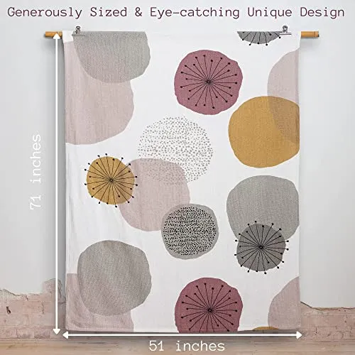 Knit Throw Blanket for Couch Sofa and Bed 51''x71'' Beige