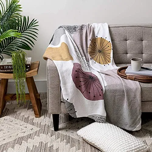 Knit Throw Blanket for Couch Sofa and Bed 51''x71'' Beige