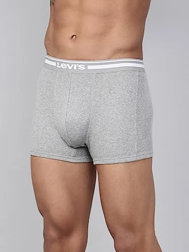 Levi's Men's Cotton Style #003 Comfort Regular Fit Solid Trunk (Pack of 2) (#003-TRUNK-LT GMEL/BLK-P2_Light Grey Melange, Black_S)