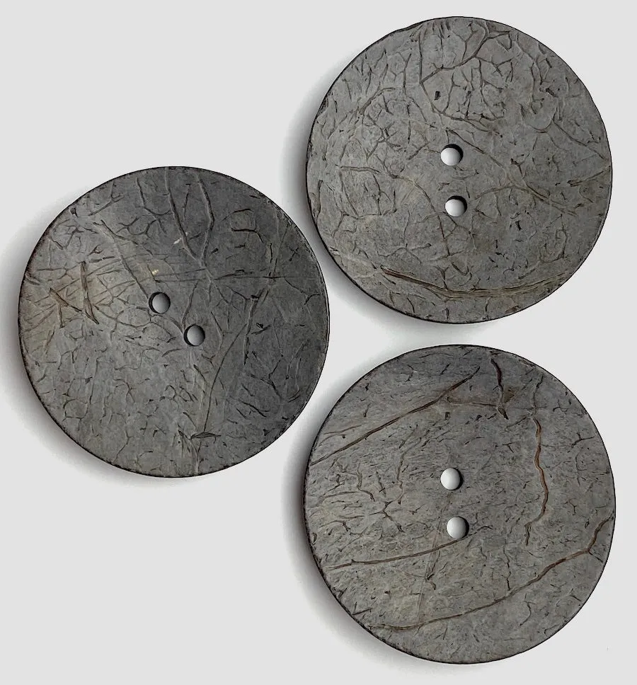 Lighter Gray Extra Large Scooped Coconut Button, "Rustica"  2-1/4"