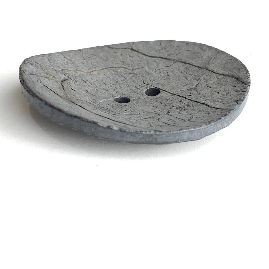 Lighter Gray Extra Large Scooped Coconut Button, "Rustica"  2-1/4"