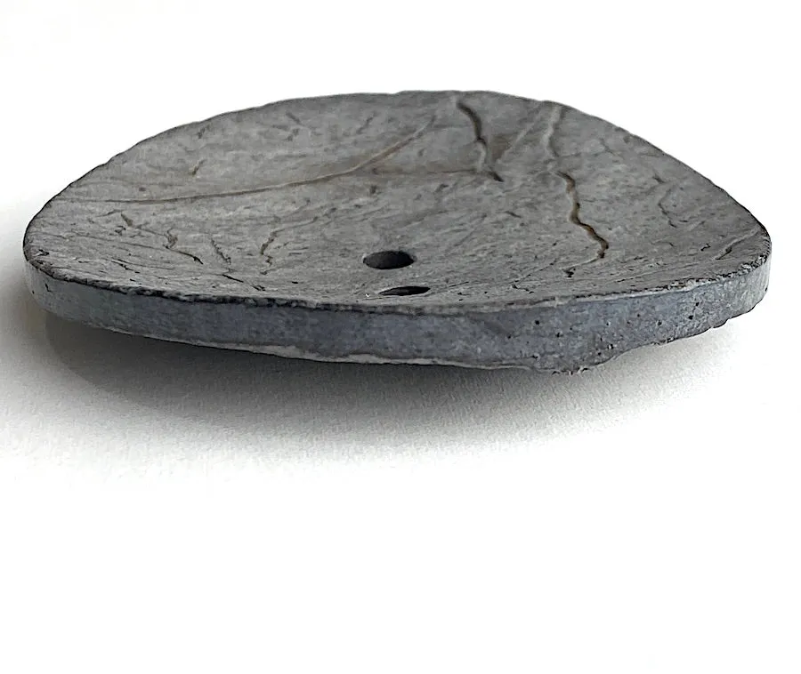 Lighter Gray Extra Large Scooped Coconut Button, "Rustica"  2-1/4"