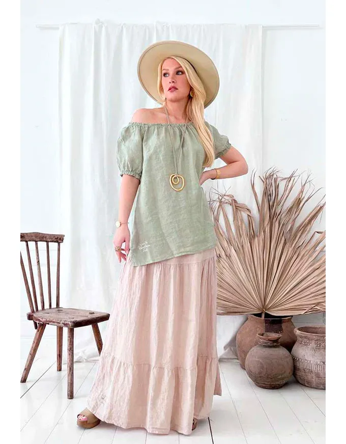 Linen Salsa Skirt Beige