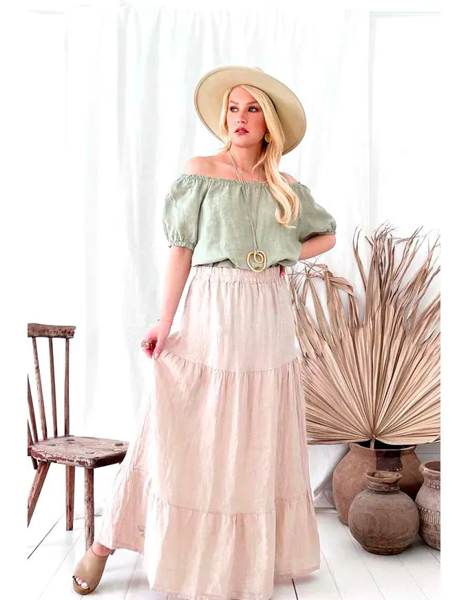 Linen Salsa Skirt Beige
