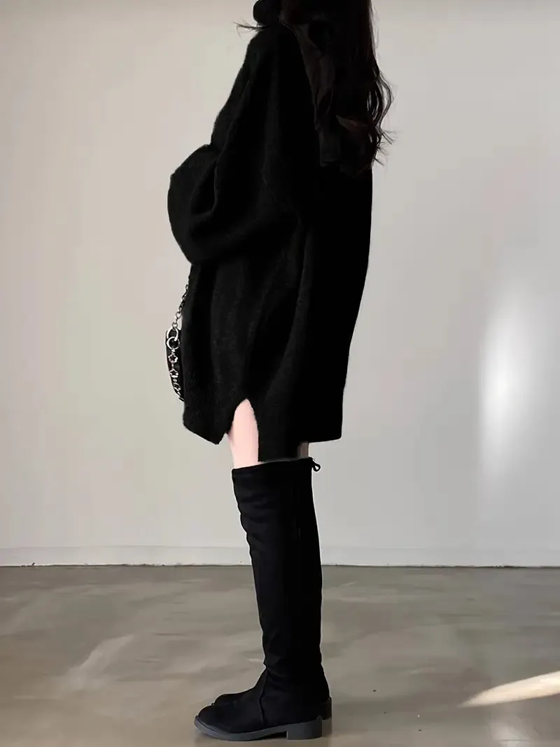 Long Sleeve Split Turtle Neck Oversized Sweater