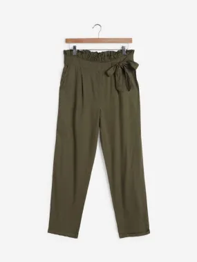 LOV Olive Paper-Bag Cloudy Trousers