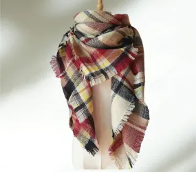 Maroon & Navy Blanket Scarf/ Tartan Plaid Scarf/ Oversized Scarf/ Winter Scarf/ Red Wine Plaid Blanket Scarf/ Plaid Women's Blanket Scarf/ Women Scarf/ Gifts for Her/ Women Shawl/ Bridesmaid Scarf/ Fall Scarf