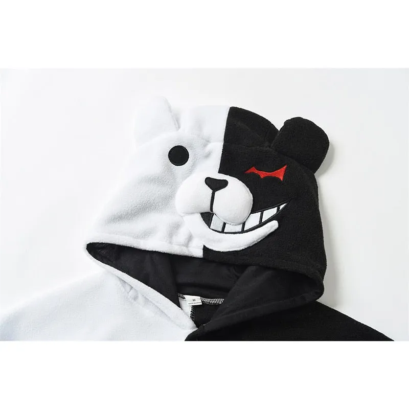 Monokuma Kigurumis Pajama Adult Onesie  Bear Jumpsuit Black White Animal Pajamas Women Halloween Party Suit Overall