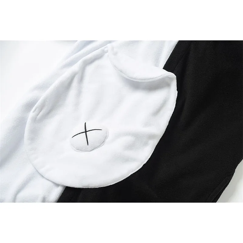 Monokuma Kigurumis Pajama Adult Onesie  Bear Jumpsuit Black White Animal Pajamas Women Halloween Party Suit Overall