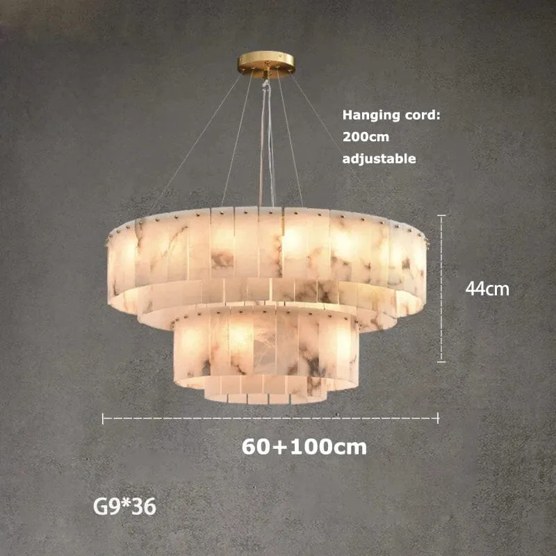 Multi-Layer Natural Marble Modern Chandelier