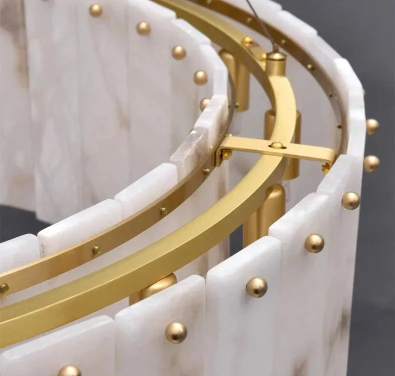 Multi-Layer Natural Marble Modern Chandelier
