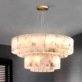Multi-Layer Natural Marble Modern Chandelier