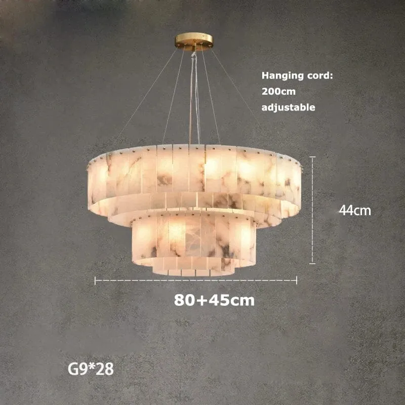 Multi-Layer Natural Marble Modern Chandelier